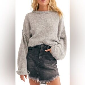 Free People Angelic Sweater In Heather Grey Size XS Oversized, Aplaca Blend Boho